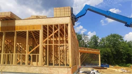 Residential construction framing on a Tri State Spray Foam Insulation project in New Jersey